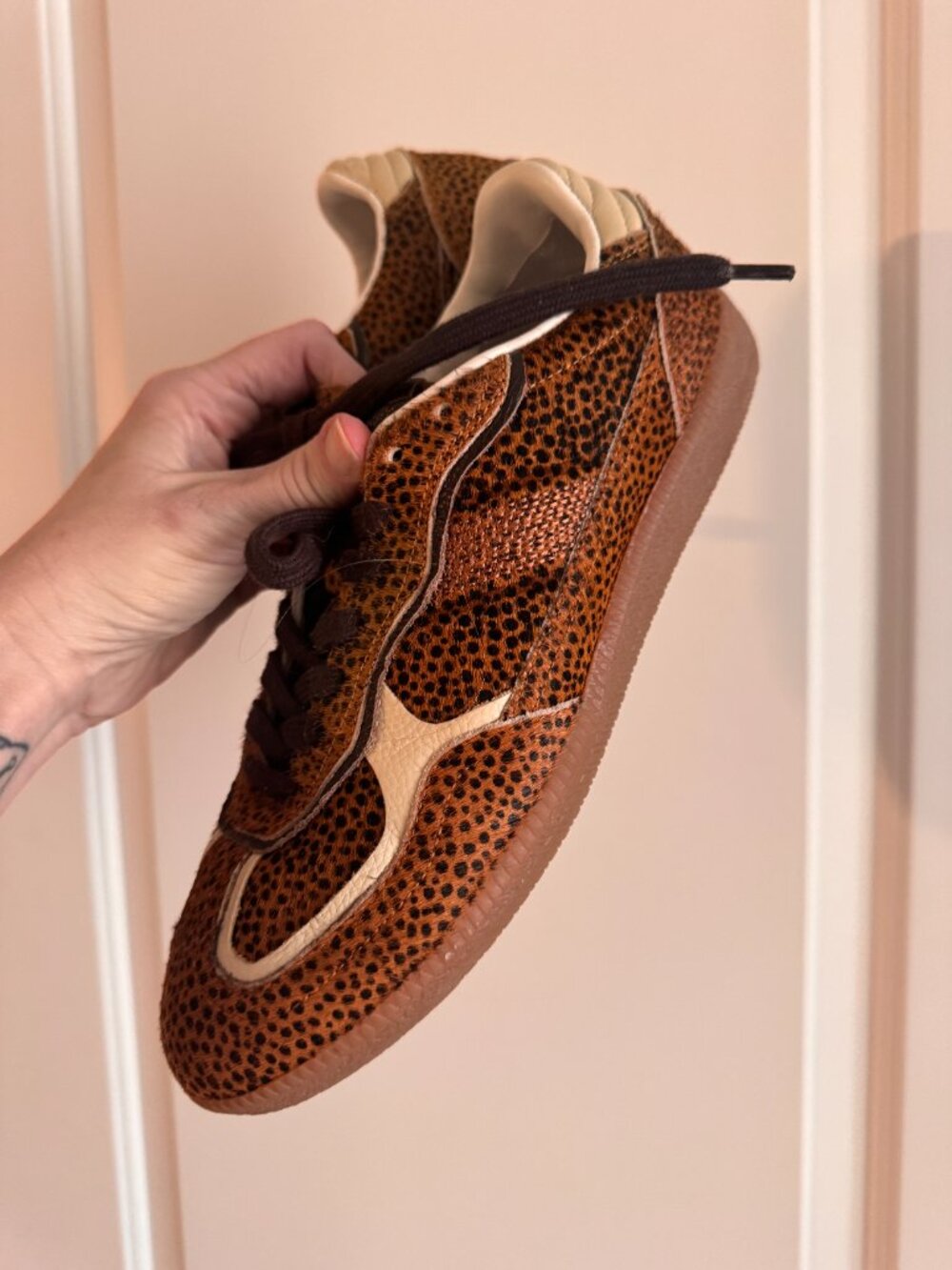 ALOHAS Tb.490 Rife Soft Tan Leopard Calf Hair Leather Sneakers EU 39 US 8.5-9 - Picture 6 of 8